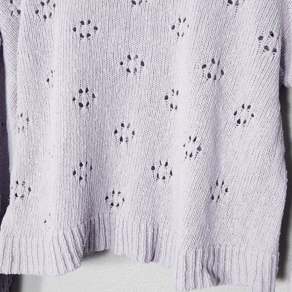 Madewell Women’s Lilac Pointelle Knit Sweater Cottagecore Coquette Cropped Sz S - Picture 4 of 7